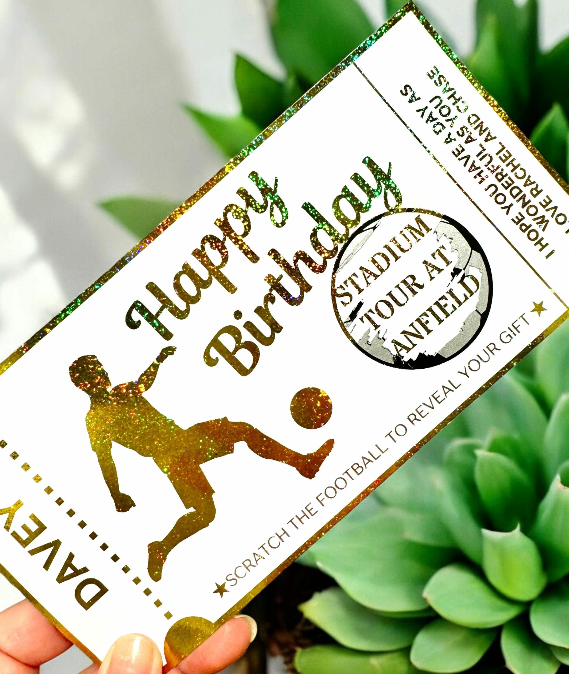 Football Fan Inspired Happy Birthday Scratch Off Foil Ticket For Any Gift - Image 3