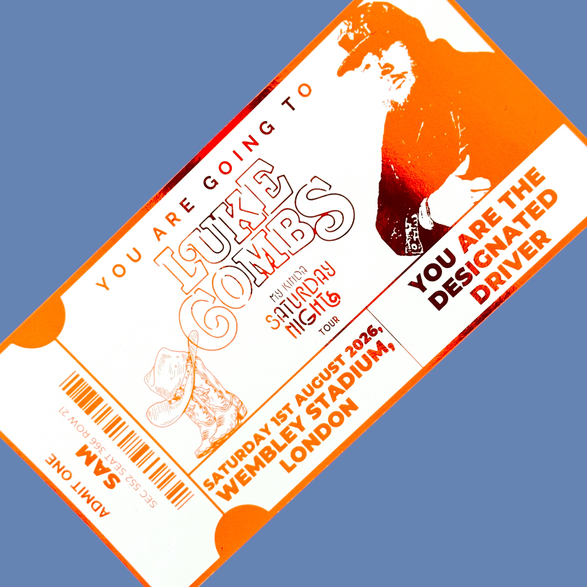 Souvenir Ticket - Luke Combs 'My Kinda Saturday Night Tour' - Image 2