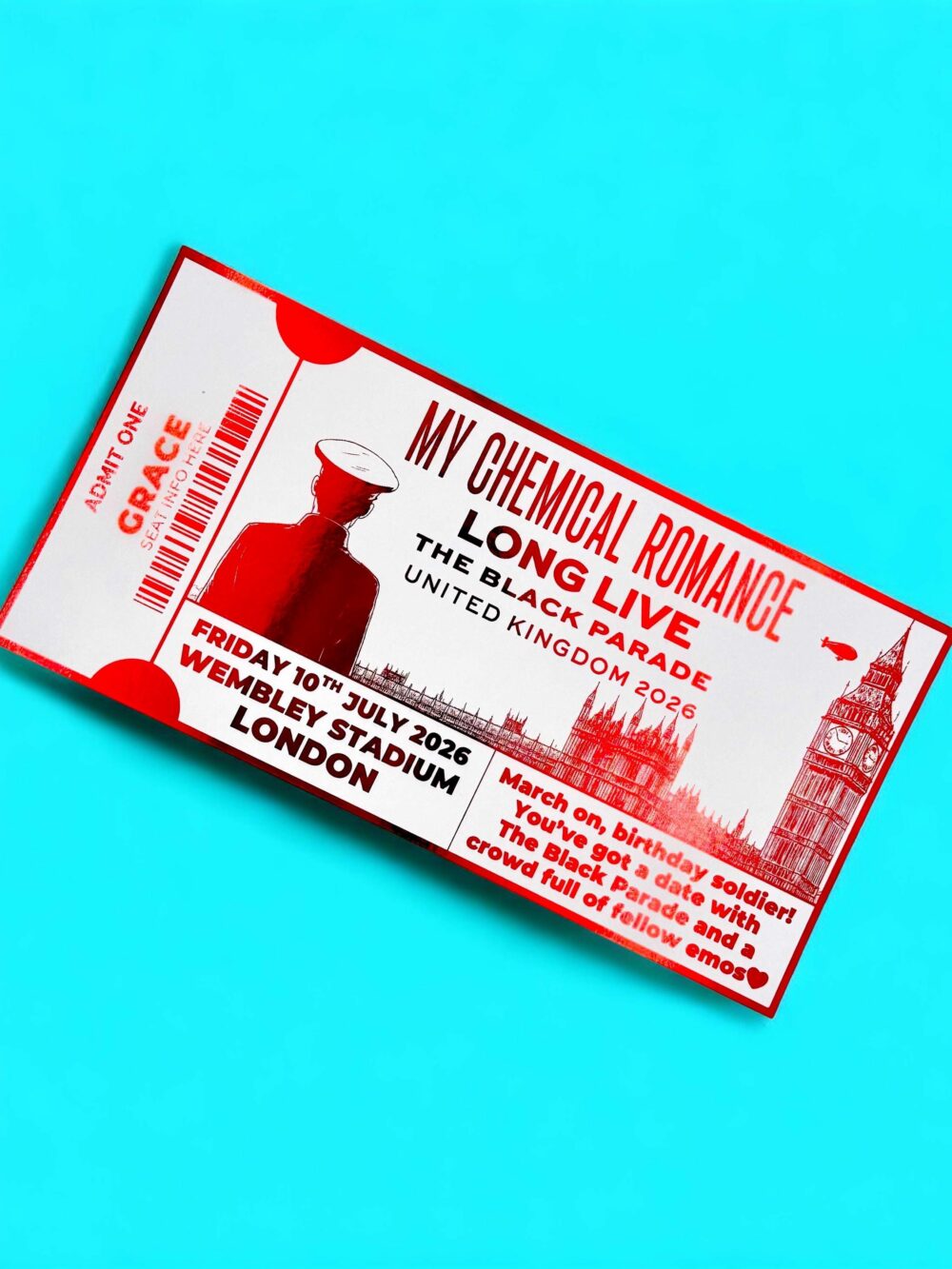 MCR - My Chemical Romance Keepsake Souvenir Ticket - Keepsake Gift